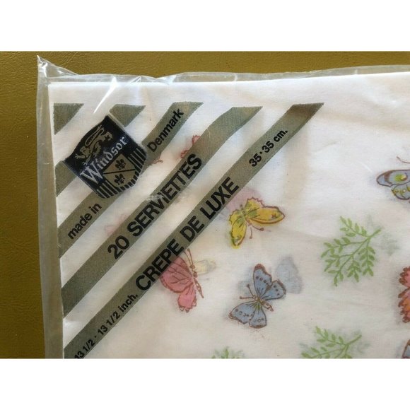 Butterfly Paper Napkins 20 Serviettes Crepe de Luxe Windsor Made in Denmark - Picture 2 of 5